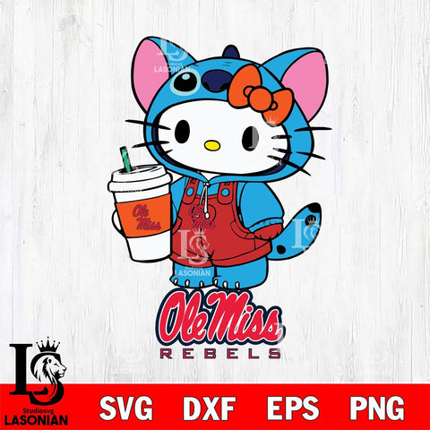 Ole Miss Rebels Hello Kitty Stitch Svg Eps Dxf Png File, NCAA svg, Digital Download, Instant Download