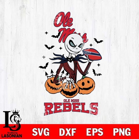 Ole Miss Rebels Jack Skellington 2 halloween Svg Eps Dxf Png File, NCAA svg, Digital Download, Instant Download