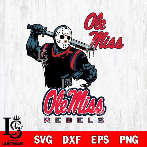 Ole Miss Rebels Jason Voorhees 5 Svg Eps Dxf Png File, Digital Download