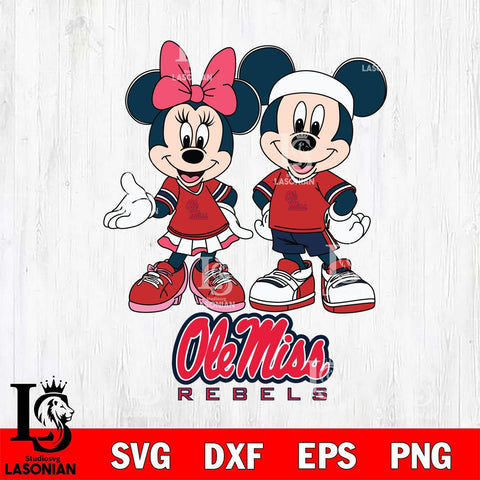 Ole Miss Rebels Mickey And Minnie Football Svg Eps Dxf Png File, NCAA svg , Digital Download , Instant Download, Cricut File