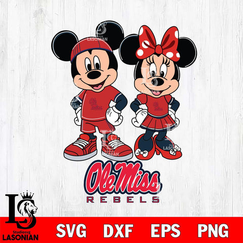 Ole Miss Rebels Mickey And Minnie Rugby Svg Eps Dxf Png File, NCAA svg , Digital Download , Instant Download, Cricut File