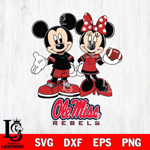 Ole Miss Rebels Mickey Minnie Football Svg Eps Dxf Png File, NCAA svg , Digital Download , Instant Download, Cricut File