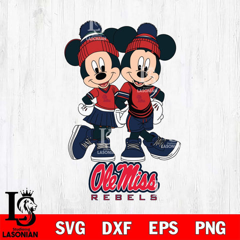 Ole Miss Rebels Mickey Minnie Valentine Football Svg Eps Dxf Png File, NCAA svg , Digital Download , Instant Download, Cricut File