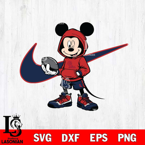 Ole Miss Rebels Mickey Wearing Hoodie Sport Svg Eps Dxf Png File, NCAA svg, Digital Download, Instant Download