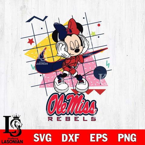 Ole Miss Rebels Minnie Mouse Dancing SVG DXF EPS PNG FILE, NCAA File Cut,Digital Download,Instant Download