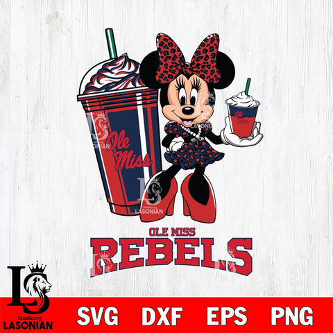 Ole Miss Rebels Minnie Mouse Fan And Coffee Svg Eps Dxf Png File, Digital Download, Instant Download