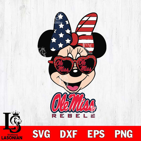 Ole Miss Rebels Minnie Mouse Love 2, Svg Eps Dxf Png File, Digital Download