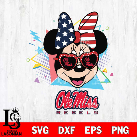 Ole Miss Rebels Minnie Mouse Love Sport SVG DXF EPS PNG FILE, NCAA File Cut,Digital Download,Instant Download
