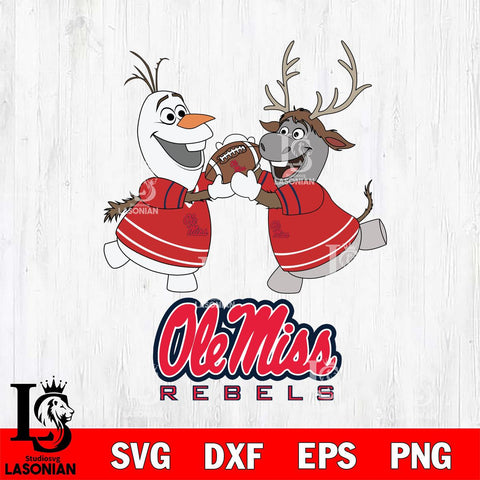 Ole Miss Rebels Olaf & Sven Football Cricut,Christmas SVG DXF EPS PNG FILE, NCAA Digital Download,Instant Download, Silhouette