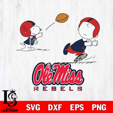 Ole Miss Rebels Peanuts play football SVG DXF EPS PNG FILE,Snoopy File Cut, NCAA Digital Download,Instant Download,Christmas Silhouette