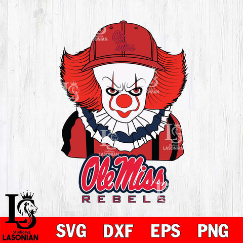 Ole Miss Rebels Pennywise Horror Sport 10 Svg Eps Dxf Png File, Digital Download