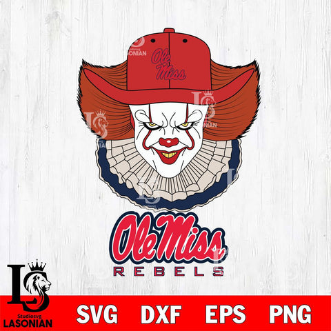 Ole Miss Rebels Pennywise Horror Sport 12 Svg Eps Dxf Png File, Digital Download