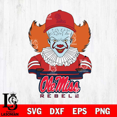 Ole Miss Rebels Pennywise Horror Sport 2 Svg Eps Dxf Png File, Digital Download