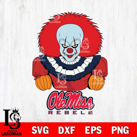 Ole Miss Rebels Pennywise Horror Sport 3 Svg Eps Dxf Png File, Digital Download