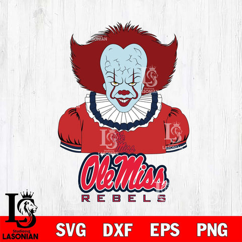 Ole Miss Rebels Pennywise Horror Sport 5 Svg Eps Dxf Png File, Digital Download