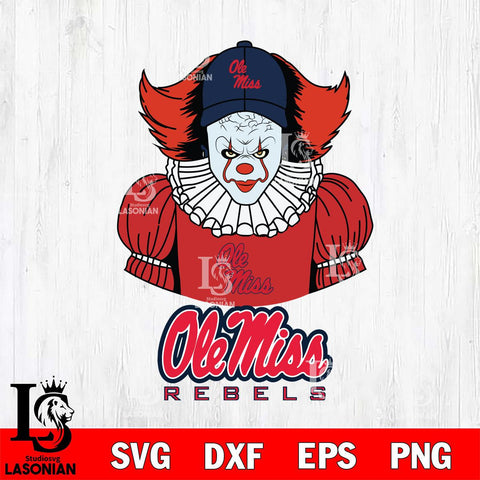 Ole Miss Rebels Pennywise Horror Sport 7 Svg Eps Dxf Png File, Digital Download