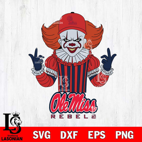 Ole Miss Rebels Pennywise Horror Sport 8 Svg Eps Dxf Png File, Digital Download
