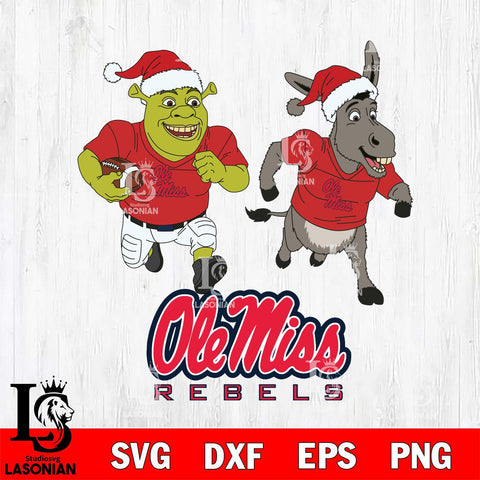 Ole Miss Rebels Shrek and Donkey Football Cricut,Christmas SVG DXF EPS PNG FILE, NCAA Digital Download,Instant Download, Silhouette