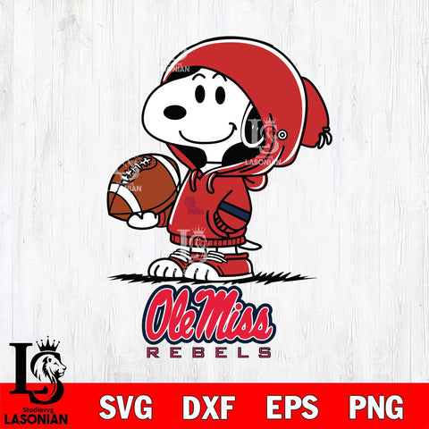 Ole Miss Rebels Snoopy Football Svg Eps Dxf Png File, NCAA svg , Digital Download , Instant Download, Cricut File