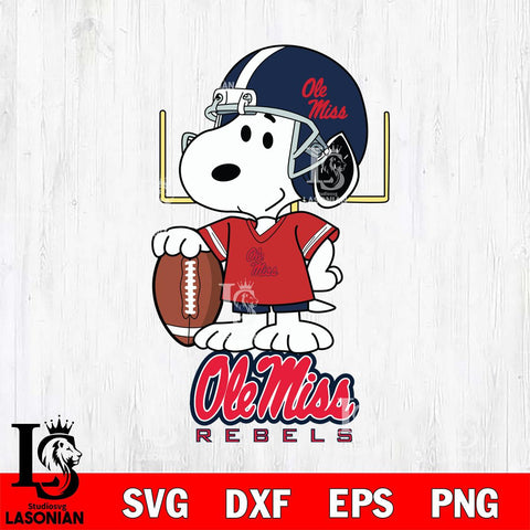 Ole Miss Rebels Snoopy Player Football SVG DXF EPS PNG FILE,Snoopy File Cut, NCAA Digital Download,Instant Download,Christmas Silhouette