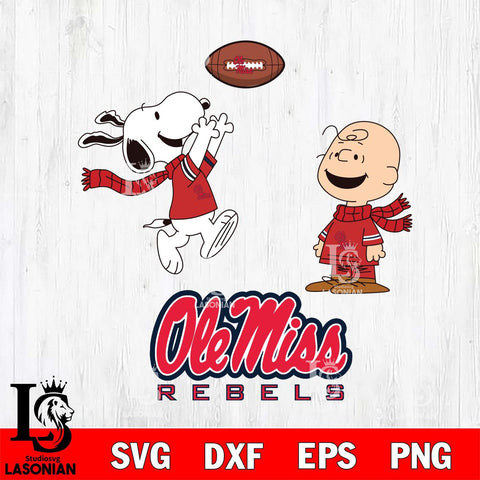 Ole Miss Rebels Snoopy & Charlie Brown Football Cricut,Christmas SVG DXF EPS PNG FILE, NCAA Digital Download,Instant Download, Silhouette