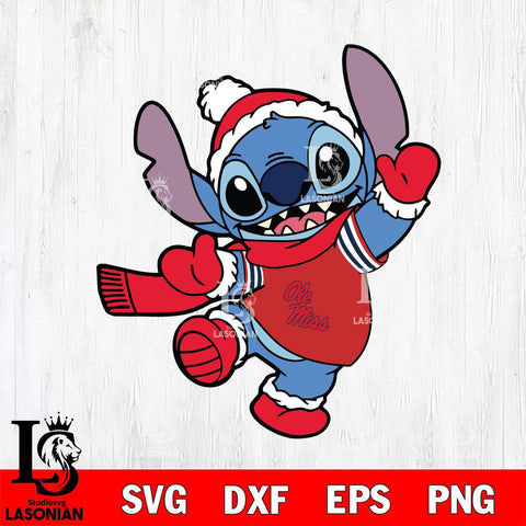 Ole Miss Rebels Stitch Disney Christmas Svg Eps Dxf Png File, Digital Download, Instant Download