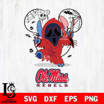 Ole Miss Rebels Stitch Ghost Face Halloween 2 Svg Eps Dxf Png File, Digital Download, Instant Download