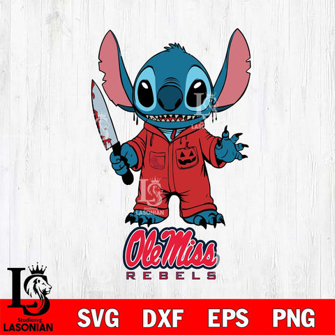 Ole Miss Rebels Stitch Horror 2 Svg Eps Dxf Png File, NCAA svg, Digital Download, Instant Download