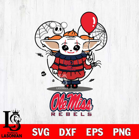 Ole Miss Rebels Stitch Pennywise Halloween Svg Eps Dxf Png File, Digital Download, Instant Download