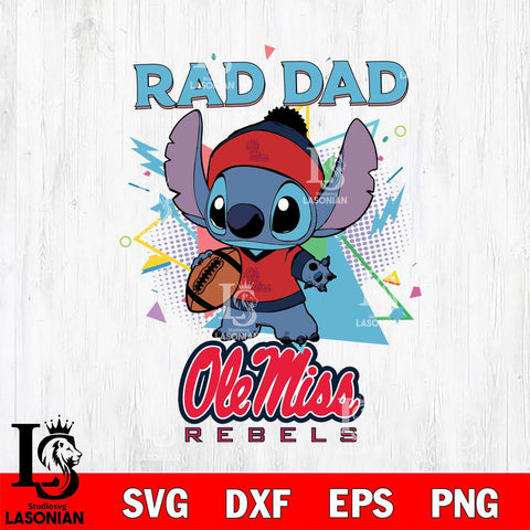 Ole Miss Rebels Stitch Rad Dad SVG DXF EPS PNG FILE, NCAA File Cut,Digital Download,Instant Download