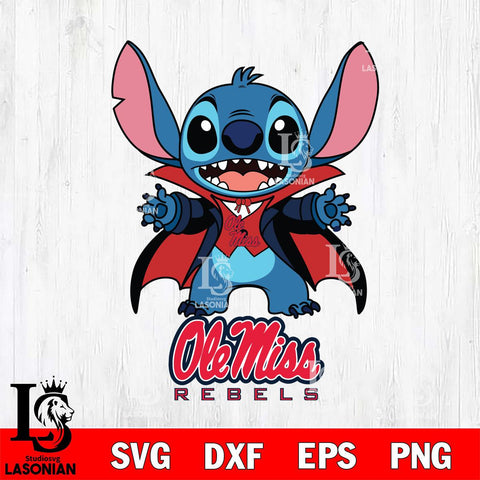 Ole Miss Rebels Stitch Vampire halloween Svg Eps Dxf Png File, NCAA svg, Digital Download, Instant Download
