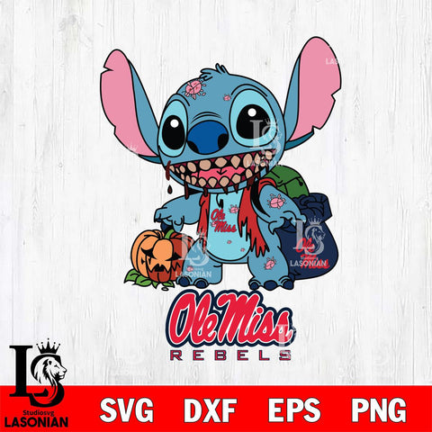 Ole Miss Rebels Stitch Zombie Svg Eps Dxf Png File, NCAA svg, Digital Download, Instant Download