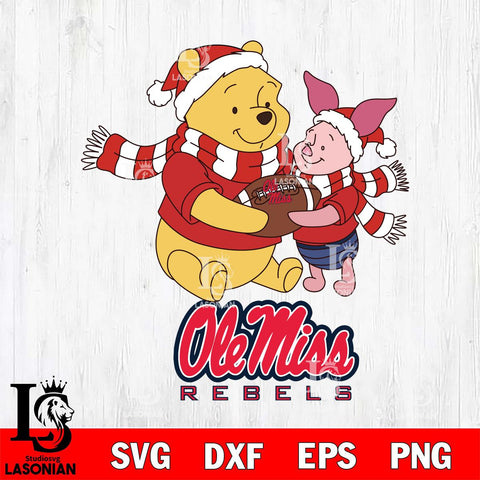 Ole Miss Rebels Winnie the Pooh & Piglet Football Cricut,Christmas SVG DXF EPS PNG FILE, NCAA Digital Download,Instant Download, Silhouette