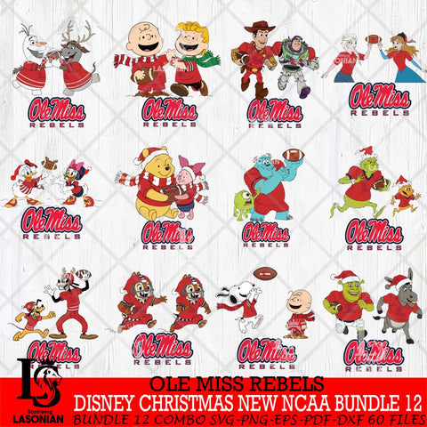 Ole Miss Rebels  Disney Christmas New NCAA Bundle 12 Cricut,Christmas SVG DXF EPS PNG FILE, BUNDLE NCAA Digital Download,Instant Download, Silhouette