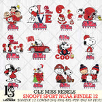 Ole Miss Rebels  Snoopy NCAA Bundle 12 SVG Svg Eps Dxf Png File, Digital Download
