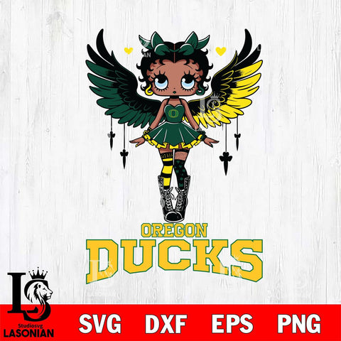 Oregon Ducks Anglel Black Fan Girl Betty Boop, Svg Eps Dxf Png File, Digital Download