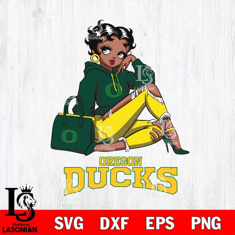 Oregon Ducks Awesome Black Fan Girl Betty Boop, Svg Eps Dxf Png File, Digital Download
