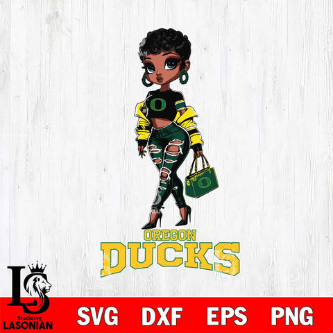 Oregon Ducks Beautiful Black Fan Girl, Svg Eps Dxf Png File, Digital Download