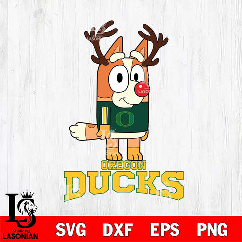 Oregon Ducks Bluey Chilli Christmas Deer Svg Eps Dxf Png File, Digital Download
