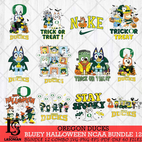 Oregon Ducks Bluey Halloween NCAA 12 SVG Eps Dxf Png File, Bundle NCAA svg, Digital Download, Instant Download