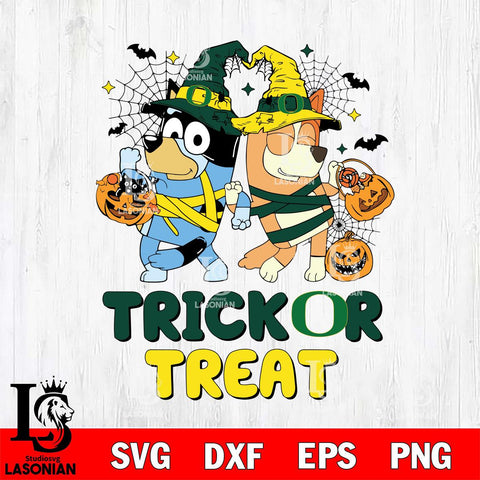 Oregon Ducks Bluey Trick or Treat Halloween 2 Svg Eps Dxf Png File, Digital Download, Instant Download