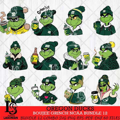 Oregon Ducks Boujee Grinch NCAA Bundle 12 SVG Eps Dxf Png File, Digital Download, Instant Download