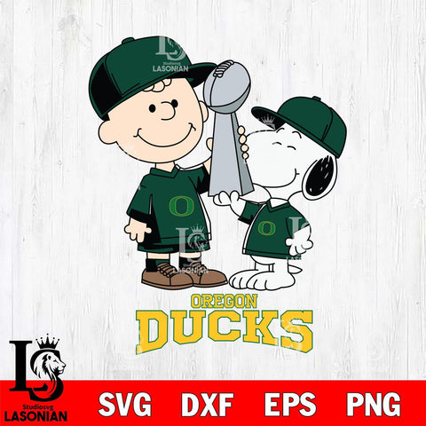 Oregon Ducks Charlie Brown and Snoopy Champions Svg Eps Dxf Png File, NCAA svg , Digital Download , Instant Download, Cricut File