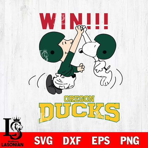 Oregon Ducks Charlie Brown and Snoopy Win Svg Eps Dxf Png File, NCAA svg , Digital Download , Instant Download, Cricut File