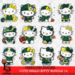 Oregon Ducks Cute Hello Kitty Bundle 12 SVG Eps Dxf Png File, NCAA Bundle svg, Digital Download, Instant Download