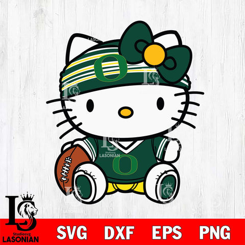 Oregon Ducks Cute Hello Kitty Football 12 Svg Eps Dxf Png File, NCAA svg, Digital Download, Instant Download