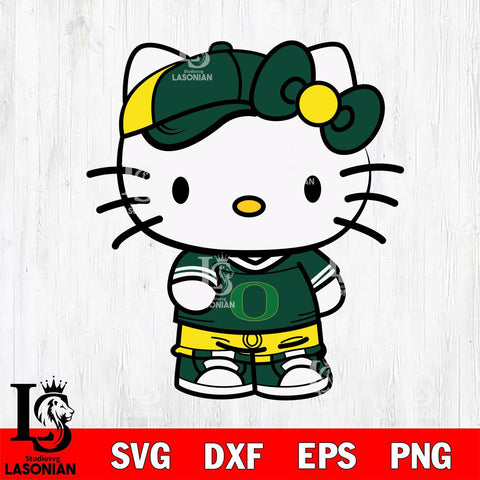 Oregon Ducks Cute Hello Kitty Football 2 Svg Eps Dxf Png File, NCAA svg, Digital Download, Instant Download