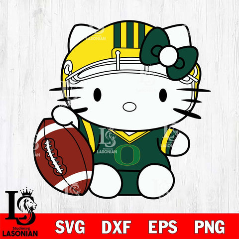 Oregon Ducks Cute Hello Kitty Football 5 Svg Eps Dxf Png File, NCAA svg, Digital Download, Instant Download