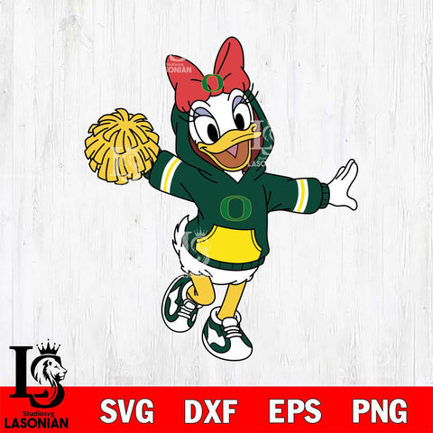 Oregon Ducks Daisy Duck Cheerleader Christmas File Cut, NCAA SVG DXF EPS PNG FILE, Digital Download , Criucut , Silhouette