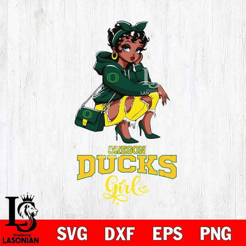 Oregon Ducks Fashion Black Fan Girl Betty Boop, Svg Eps Dxf Png File, Digital Download